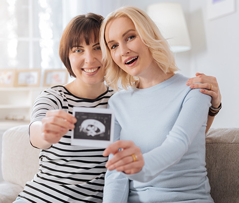 Same sex female couple with ultrasound